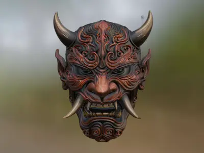 Japanese Demon Mask  3D print model