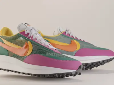 Nike Sacai LD Waffle Pine Green Low-poly 3D model