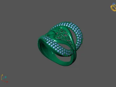 STL 3DM Women Ring Womens Ring Diamonds With Stone Model 3D print model