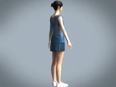 Mesh Gym Bra with Tank top and Short 3D model