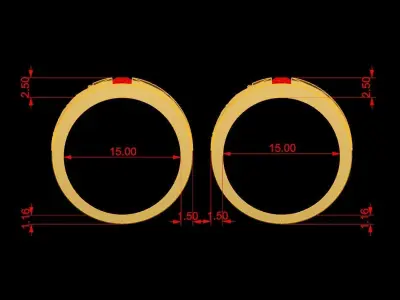 Elegant Triple Row Diamond Ring for Women 117 3D print model