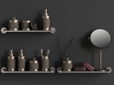 089 Bathroom decor set ACCESSORIES Bronze Matte 00 3D model