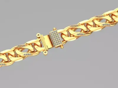 cuban chain diamond gold silver k001 new Stl 3D model