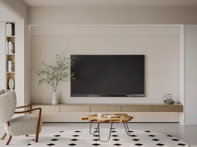 Modern living room dining room interior scenes 409 3D model