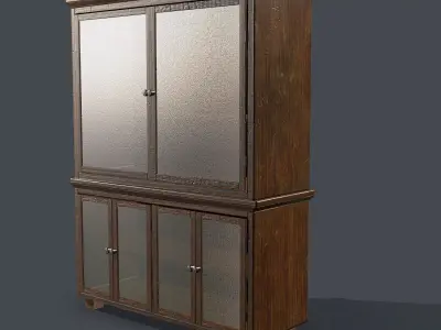 Wood cabinet Low-poly 3D model