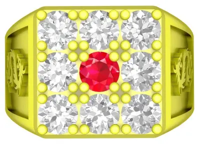 Luxury Square Pave Diamond Ring for Men 5159 3D print model