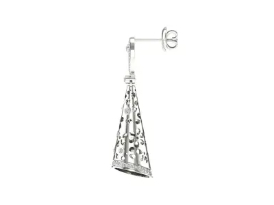 gold diamond women earrings 3D print model