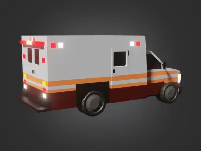 ambulance GM C D R-90  low-poly car Low-poly 3D model