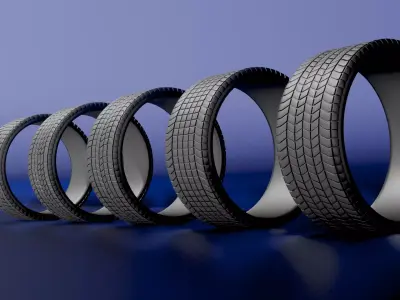 5 Tires Kit 3D model