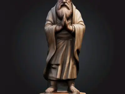 High-Quality PBR Wooden Statue Texture for OctaneRender Free 3D model