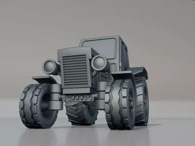 Tractor set of wheels 3D print model