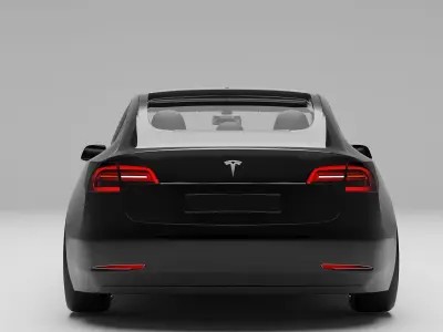 Tesla model 3 with interior 3D model