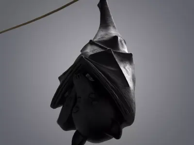Realistic Hanging Bat - 3D Printable Halloween Decoration 3D print model