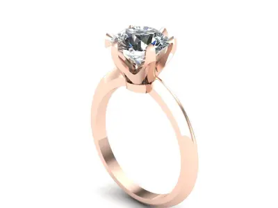 Solitaire engagement ring with tiffany setting 3D print model