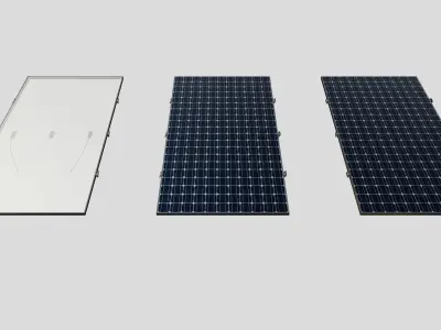 Black Framed Solar Panel 675W 2384x1303x35mm 3D model