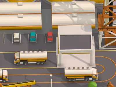 isometric representing oil field extracting Low-poly 3D model