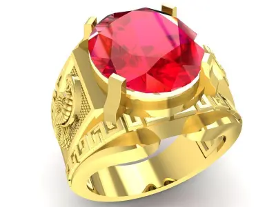 Luxury Snake Motif Oval Gemstone Ring for Men 3368 3D print model