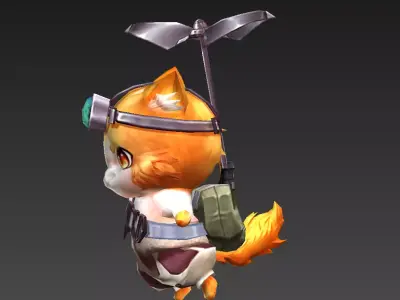 flying cat Low-poly 3D model