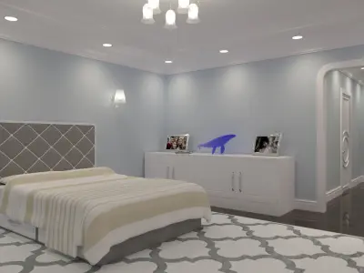 Large bedroom with ensuite bathroom 3D model