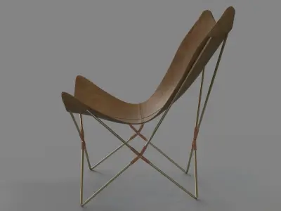 Belgrano Tan Suede Butterfly Chair 3D model