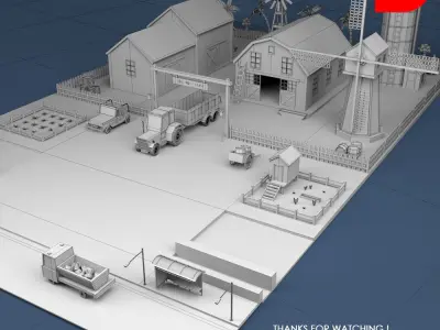 Low Poly Farm Set Low-poly 3D model
