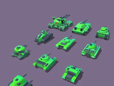 Stylized tanks pack  Low-poly 3D model