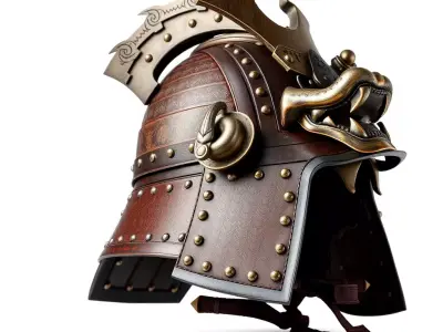 Samurai Helmet Model Pack with PBR Textures Low-poly 3D model