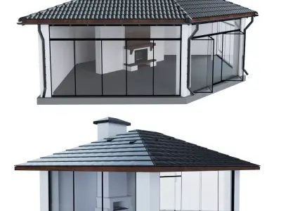 belvedere gazebo with glass roof 3D model