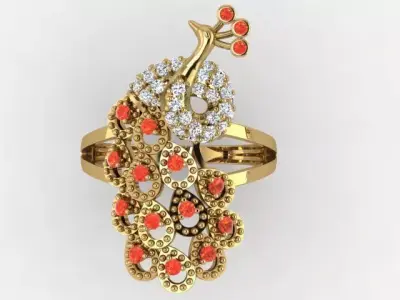 Exquisite 3D Peacock Jewelry Models for Your Projects 3D print model