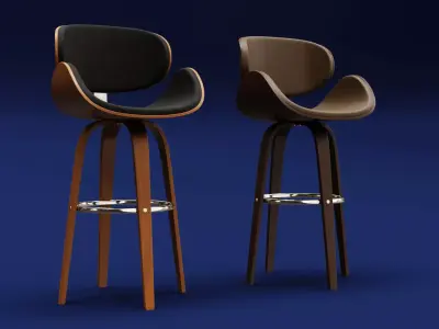 Modern Wood Stool 3D model