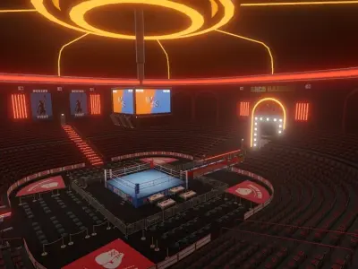 Low Poly Boxing Arena Arch Garden Low-poly 3D model