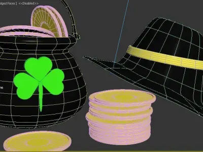 pot of gold and hat stpatrick celebration 3D model 3D model