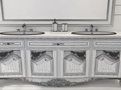 Luxury Bright Bathroom with Bathtub 3D model