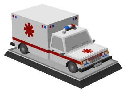 Ambulance Low Poly Car Low-poly 3D model