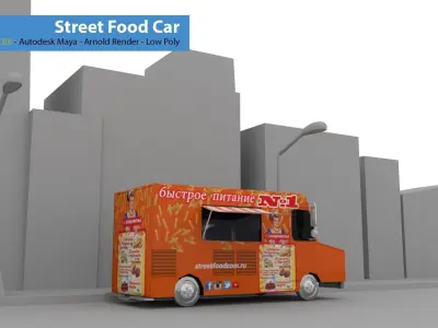 Street FastFood Car  Low-poly 3D model