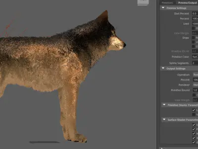 Wolf hair making 3D model