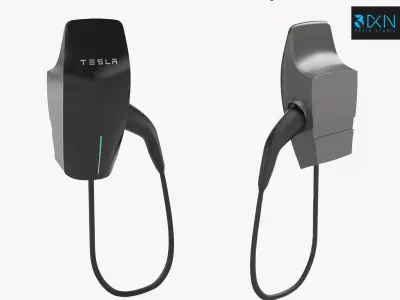 EV Wall Connector Tesla J1772 3D model