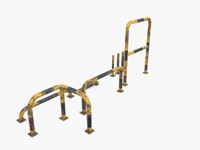 Traffic safety barrier pack v2 Low-poly 3D model