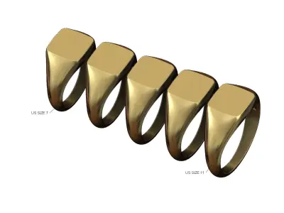 Engravable Square signet ring 3D print model