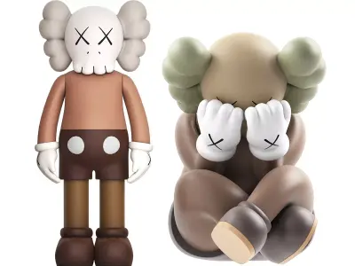 kaws companion and separated vinyl figure brown collection 3D model