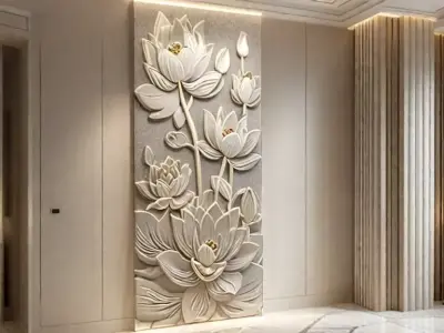 modern panel wall decor set wall relief mural CNC 152  3D model