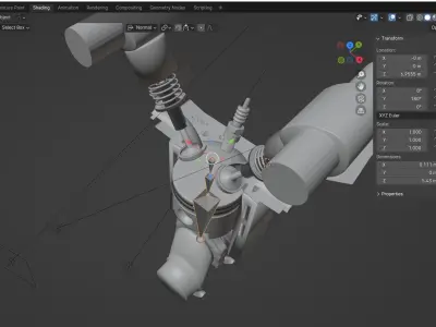 Piston Engine 1 Cylinder Cut away 3D model