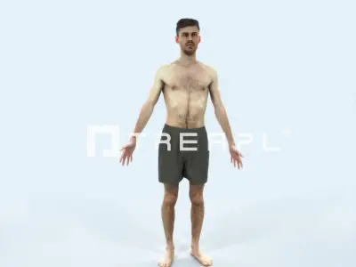 Posture C Beach Animated Rigged Sports Man Low-poly 3D model