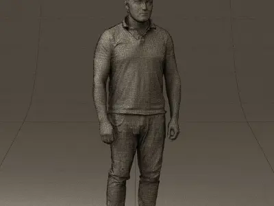 Man in blue polo jeans 0599 3D Print Ready 3D print model