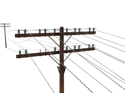 Electricity Pole 33 Low-poly 3D model