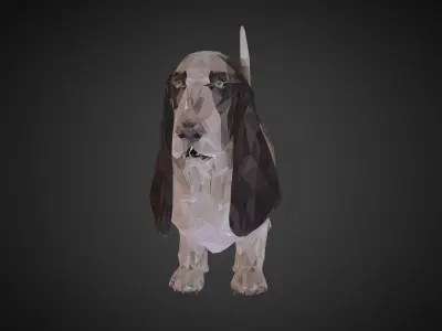 Dog Basset Hound Low Polygon Art Farm Low-poly 3D model