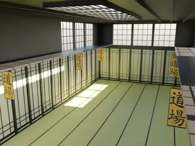Kung-Fu Hall Low-poly 3D model