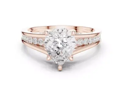 Pear Cut Diamond Ring  Split Shank Pave Setting 3D Model 3D print model