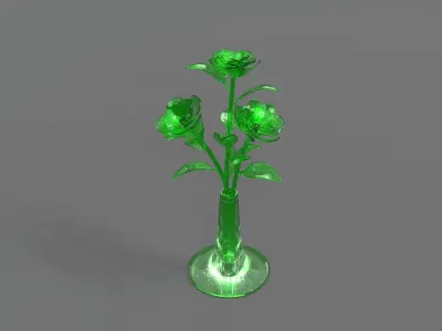 Glass Flower Showpiece Red 3D model