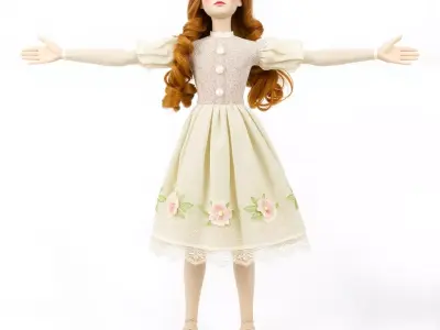 Vintage Porcelain Doll model pack Low-poly 3D model